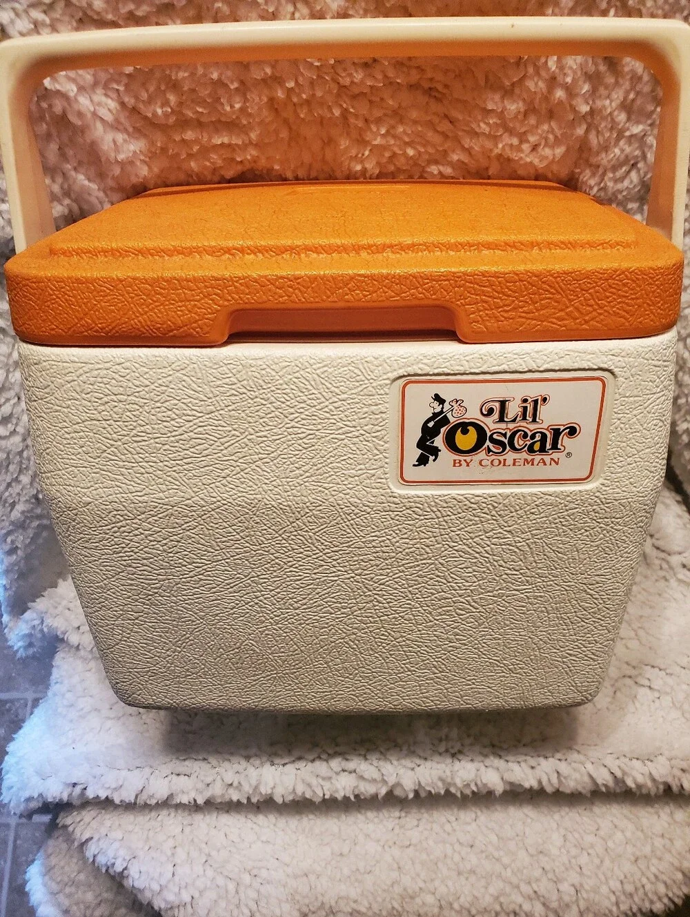1982 Vtg Coleman Lil' Oscar #5272 Personal Mini Ice Chest Cooler Orange & White